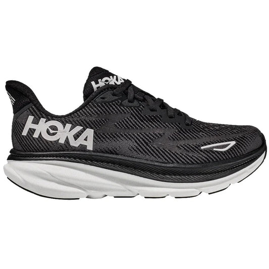 Men's Hoka Clifton 9, Black/White, 10.5 D Medium