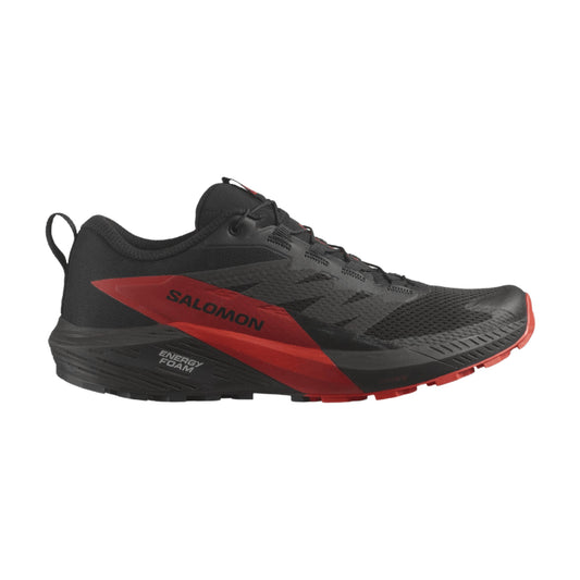 Men's Salomon Sense Ride 5, Black/Fiery Red/Black, 12.5 D Medium