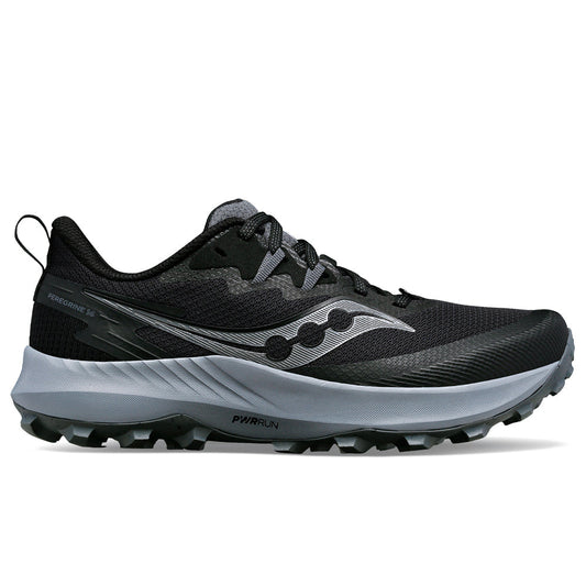 Women's Saucony Peregrine 14, Black/Carbon, 7.5 B Medium