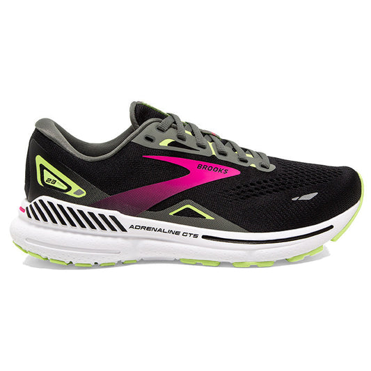 Women's Brooks Adrenaline GTS 23, Black/Gunmetal/Sharp Green, 5 2A Narrow