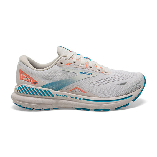 Women's Brooks Adrenaline GTS 23, Coconut/Papaya/Blue, 5.5 B Medium
