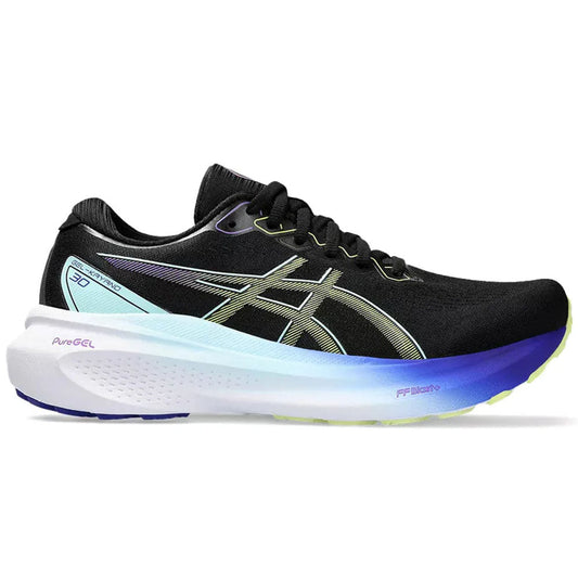 Women's Asics Gel-Kayano 30, Black/Glow Yellow, 5 D Wide