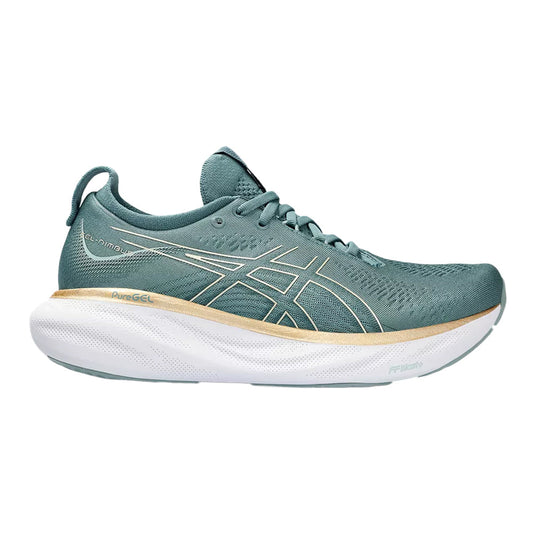 Women's Asics Gel-Nimbus 25, Foggy Teal/Champagne, 11 B Medium