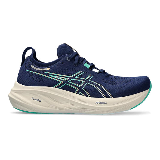 Women's Asics GEL-Nimbus 26, Blue Expanse/Aurora Green, 7.5 B Medium