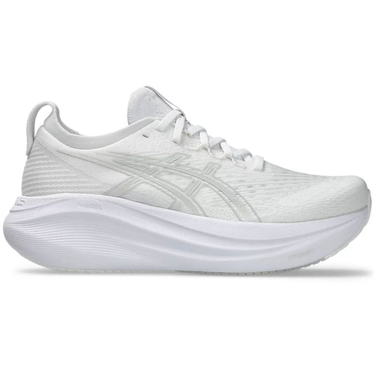 Women's Asics Gel-Nimbus 27, White/Glacier Grey, 11 B Medium