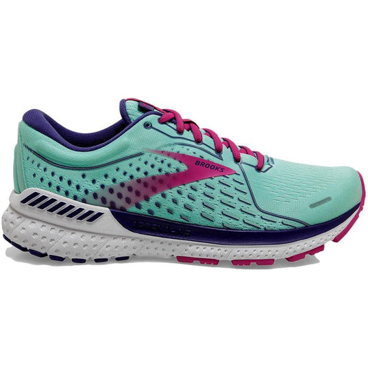 Women's Brooks Adrenaline GTS 21, Yucca/Navy Blue/Fuchsia, 6 B Medium