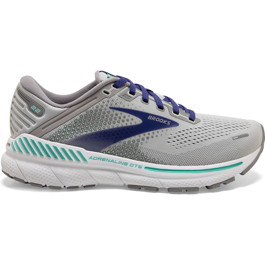Women's Brooks Adrenaline GTS 22, Alloy/Blue/Green, 5.5 2E Extra Wide