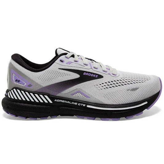 Women's Brooks Adrenaline GTS 23, Grey/Black/Purple, 5.5 2E Extra Wide