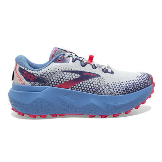 Women's Brooks Caldera 6, Oyster/Blissful Blue/Pink, 7 B Medium