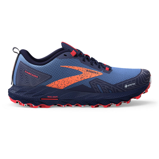 Women's Brooks Cascadia 17 GTX, Navy/Bittersweet/Peacoat, 6 B Medium