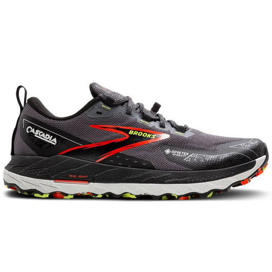 Men's Brooks Cascadia 18 GTX, Blackened Pearl/Black/Tomato, 12 D Medium
