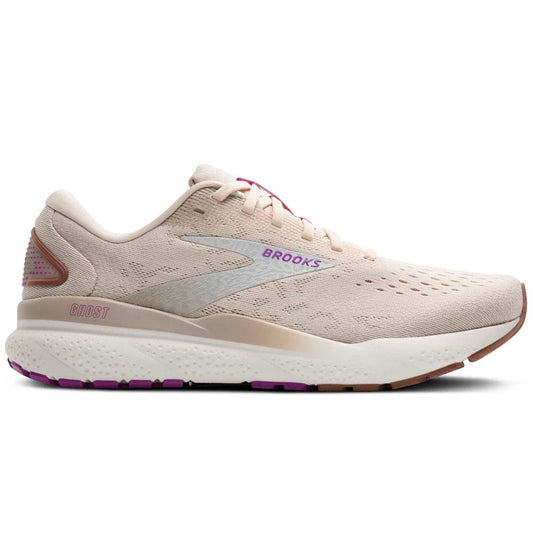Women's Brooks Ghost 16, Almond Peach/Coconut/Purple, 6.5 B Medium