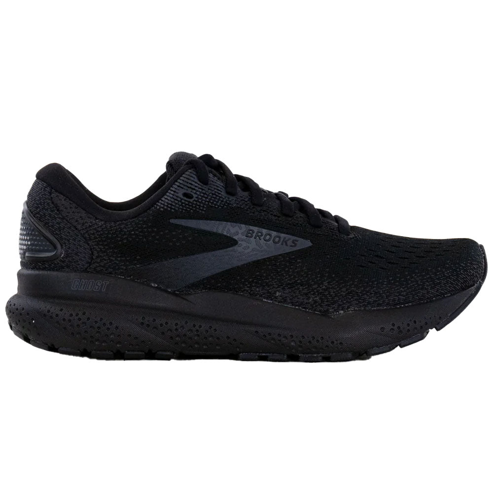 Women's Brooks Ghost 16, Black/Black/Ebony, 9 2A Narrow