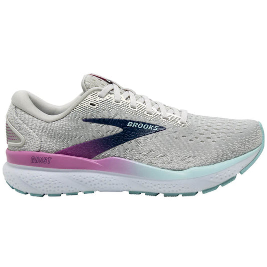 Women's Brooks Ghost 16, White/Grey/Estate Blue, 5.5 B Medium