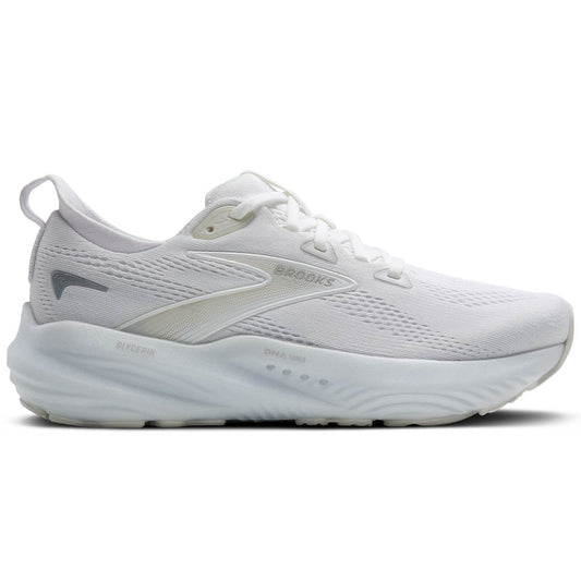 Women's Brooks Glycerin 22, White/White/Grey, 9 B Medium