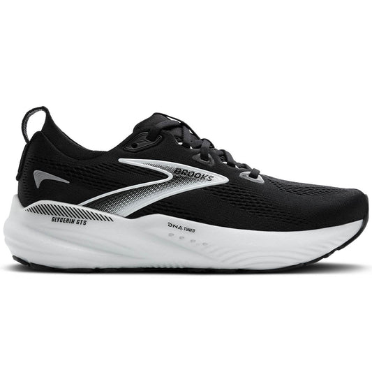 Women's Brooks Glycerin GTS 22, Black/Grey/White, 9 D Wide