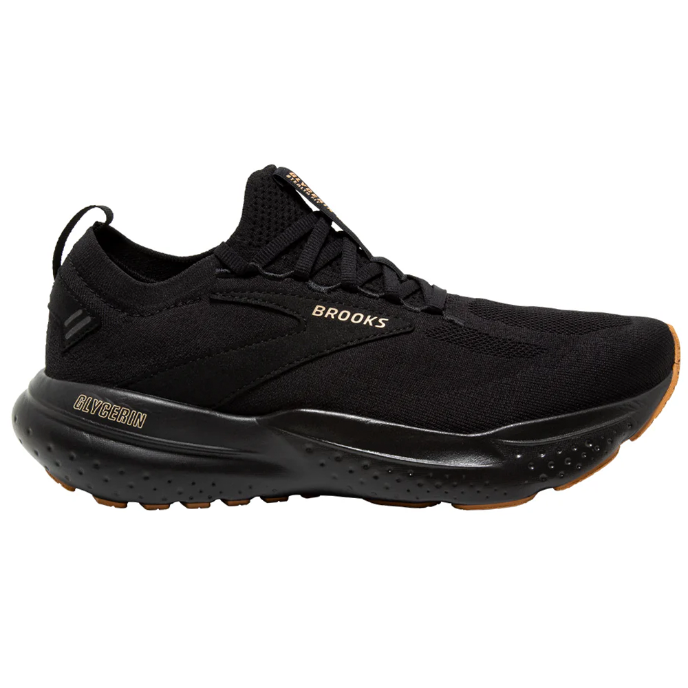 Women's Brooks Glycerin StealthFit 21, Black/Cream/Biscuit, 9.5 B Medium