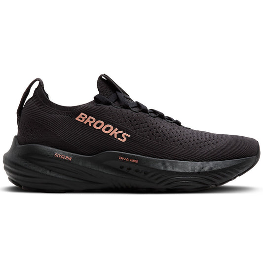 Women's Brooks Glycerin StealthFit 22, Black/Grey/Rose Gold, 6.5 B Medium