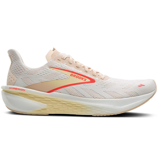 Women's Brooks Hyperion 2, White/Peach/Coral, 9 B Medium