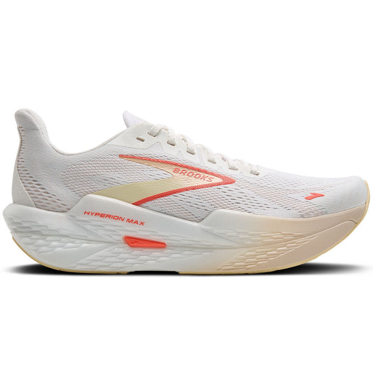 Women's Brooks Hyperion Max 2, White/Peach/Coral, 9 B Medium