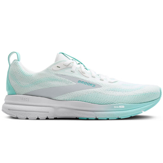 Women's Brooks Trace 4, Bright White/Limpet/Black, 10.5 B Medium
