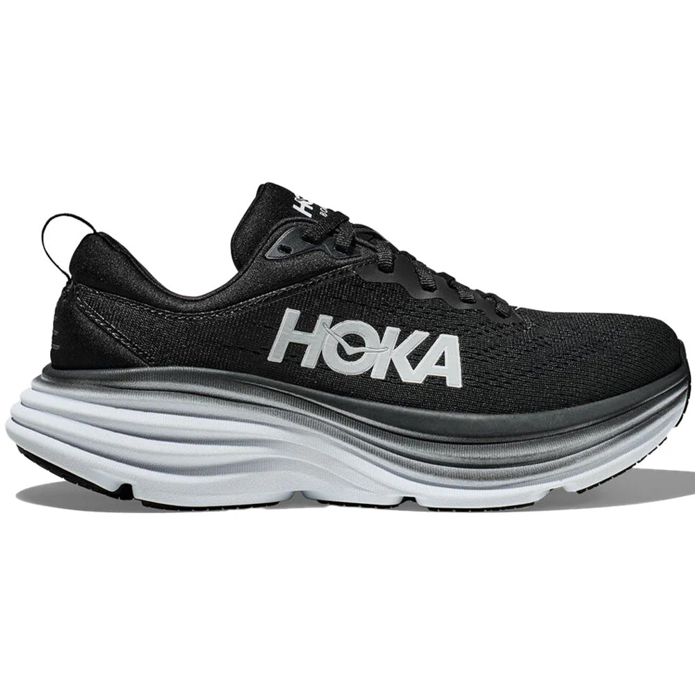 Women's Hoka Bondi 8, Black/White, 12 B Medium