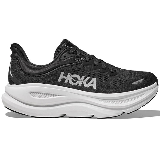Women's Hoka Bondi 9, Black/White, 9.5 D Wide