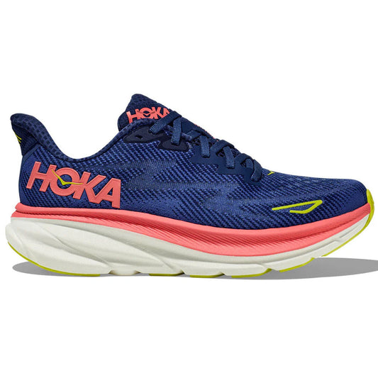 Women's Hoka Clifton 9, Evening Sky/Coral, 7.5 B Medium