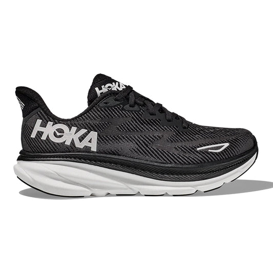 Women's Hoka Clifton 9, Black/White, 8 B Medium