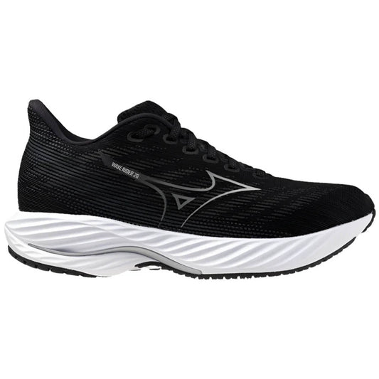 Women's Mizuno Wave Rider 28, Black/Harbor Mist, 8.5 B Medium