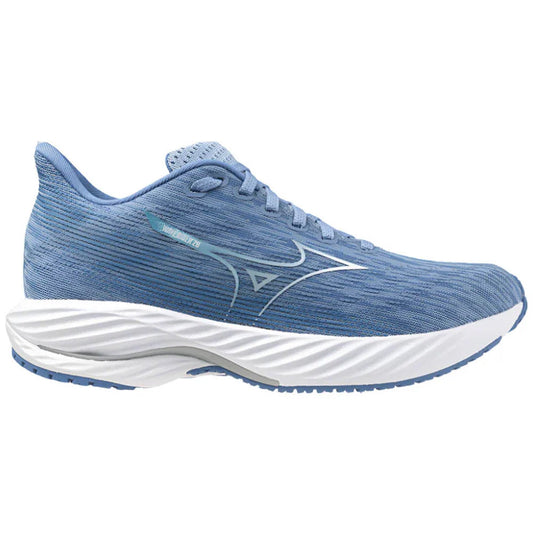 Women's Mizuno Wave Rider 28, Glacier Lake/White, 7 B Medium