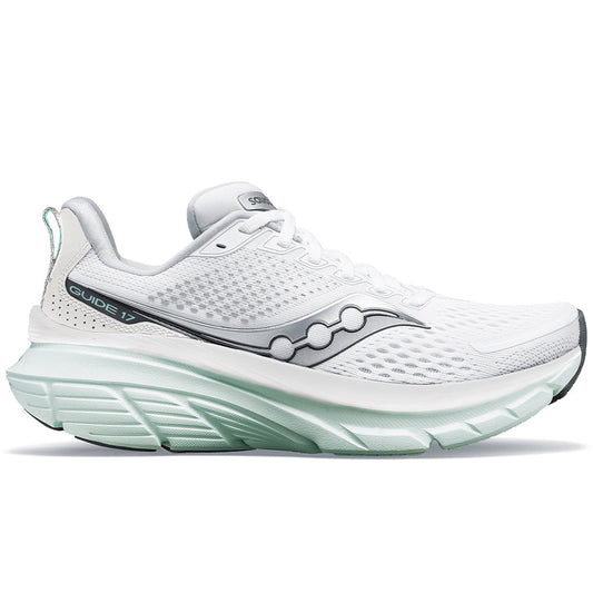 Women's Saucony Guide 17, White/Jade, 7.5 B Medium