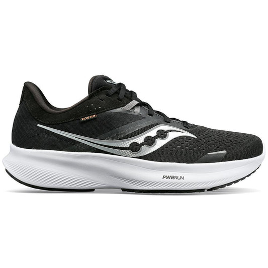 Women's Saucony Ride 16, Black/White, 7 D Wide