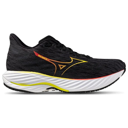 Women's Mizuno Wave Rider 28, Black/Evening Primrose, 11 B Medium