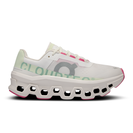 Women's On Cloudmonster, White/Lima, 8.5 B Medium