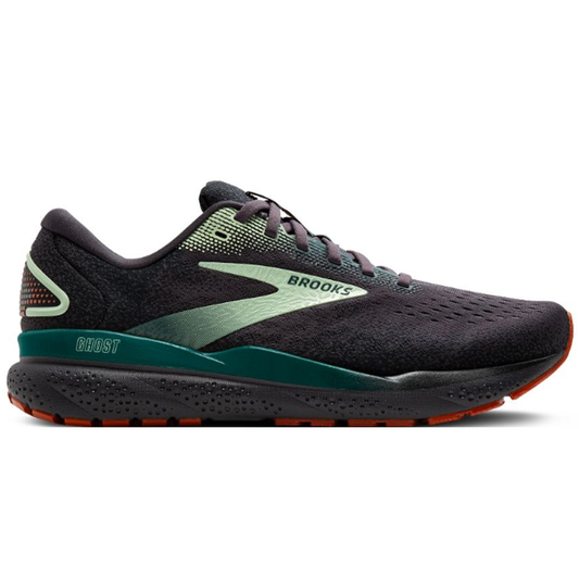 Men's Brooks Ghost 16, Blackened Pearl/June Bug/Green, 15 D Medium