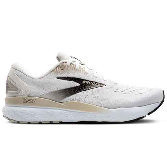 Men's Brooks Ghost 16, White/Pelican/Oyster, 12.5 D Medium