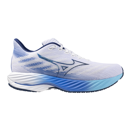 Men's Mizuno Wave Rider 28, White/Estate Blue, 15 D Medium