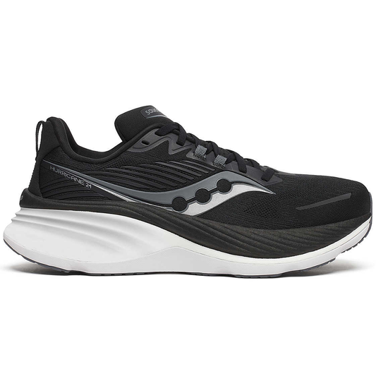 Men's Saucony Hurricane 24, Black/Carbon, 12 2E Wide
