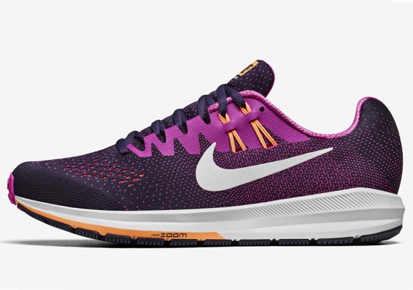 Women's Nike Air Zoom Structure 20, Purple Dynasty/White-Fire Pink, 11 B Medium