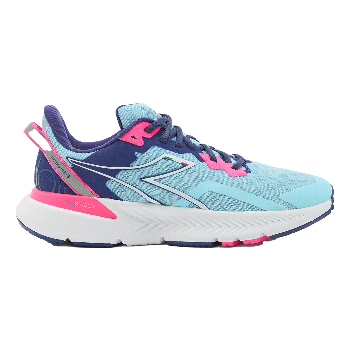 Women's Diadora Mythos Blushield Volo 3, Bright Baby Blue/Blueprint, 9.5 B Medium