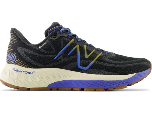 Women's New Balance Fresh Foam X 880v12 GTX, Black/Marine Blue, 7 D Wide