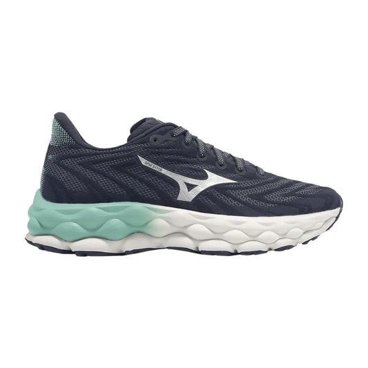 Women's Mizuno Wave Sky 8, India Ink/Silver, 6 B Medium