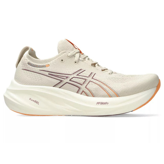 Women's Asics Gel-Nimbus 26, Oatmeal/Faded Orange, 6 B Medium