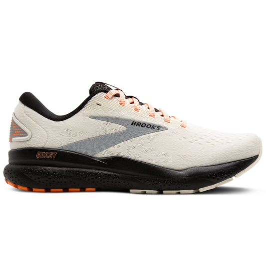 Women's Brooks Ghost 16, Ecru/Orange/Black, 6 B Medium