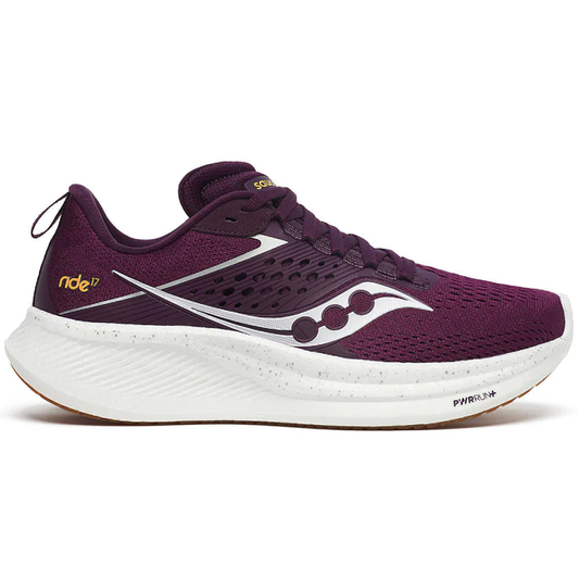 Women's Saucony Ride 17, Plum/White, 6 B Medium