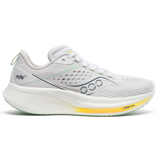 Women's Saucony Ride 17, White/Peel, 10 B Medium