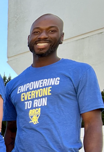Empowering Everyone to Run - Blue and Yellow Shirt